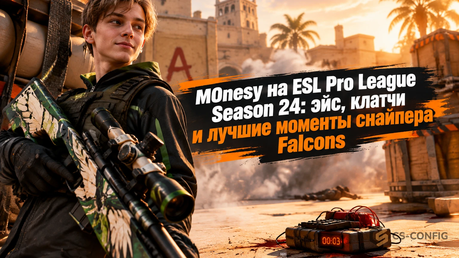 M0nesy на ESL Pro League Season 24: эйс, клатчи и лучшие моменты снайпера Falcons