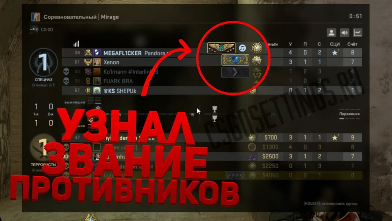 Как узнать звание противника в cs go