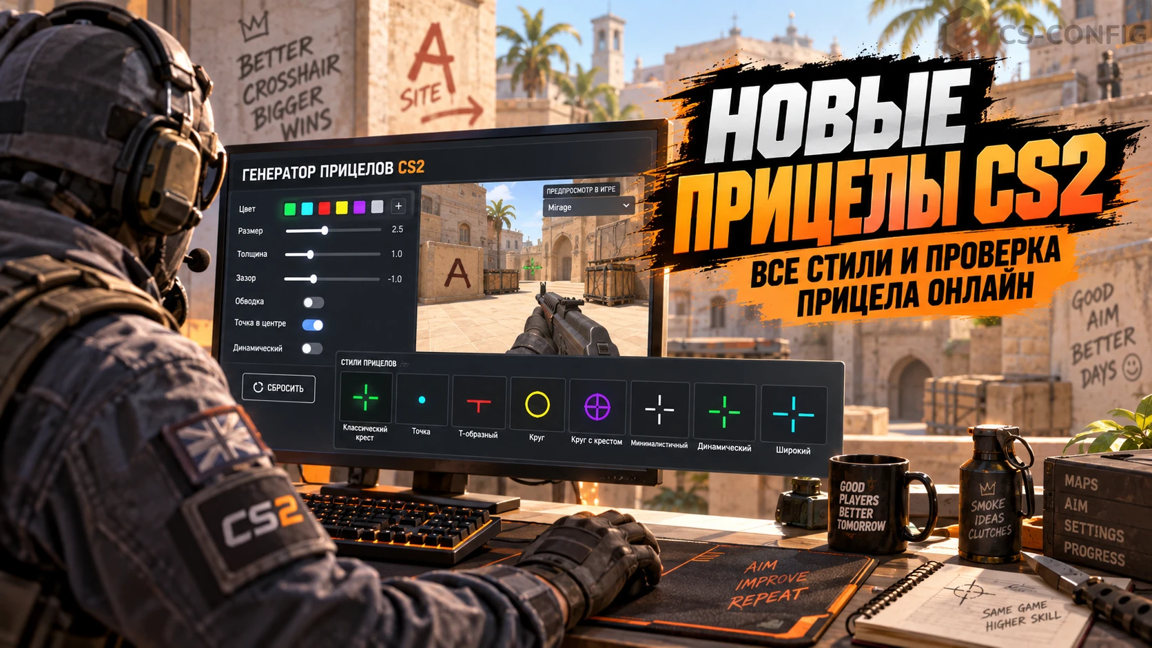 Новые стили прицелов CS2 и онлайн-проверка кода